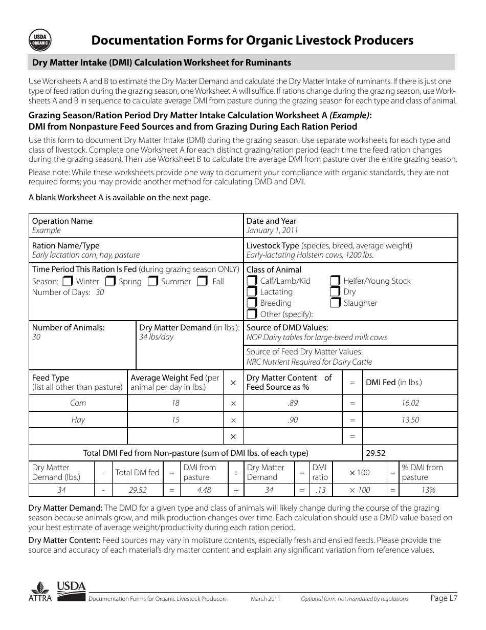 Documentation Forms for Organic Livestock Producers, Page 7