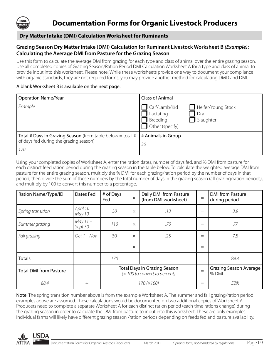 Documentation Forms for Organic Livestock Producers, Page 9