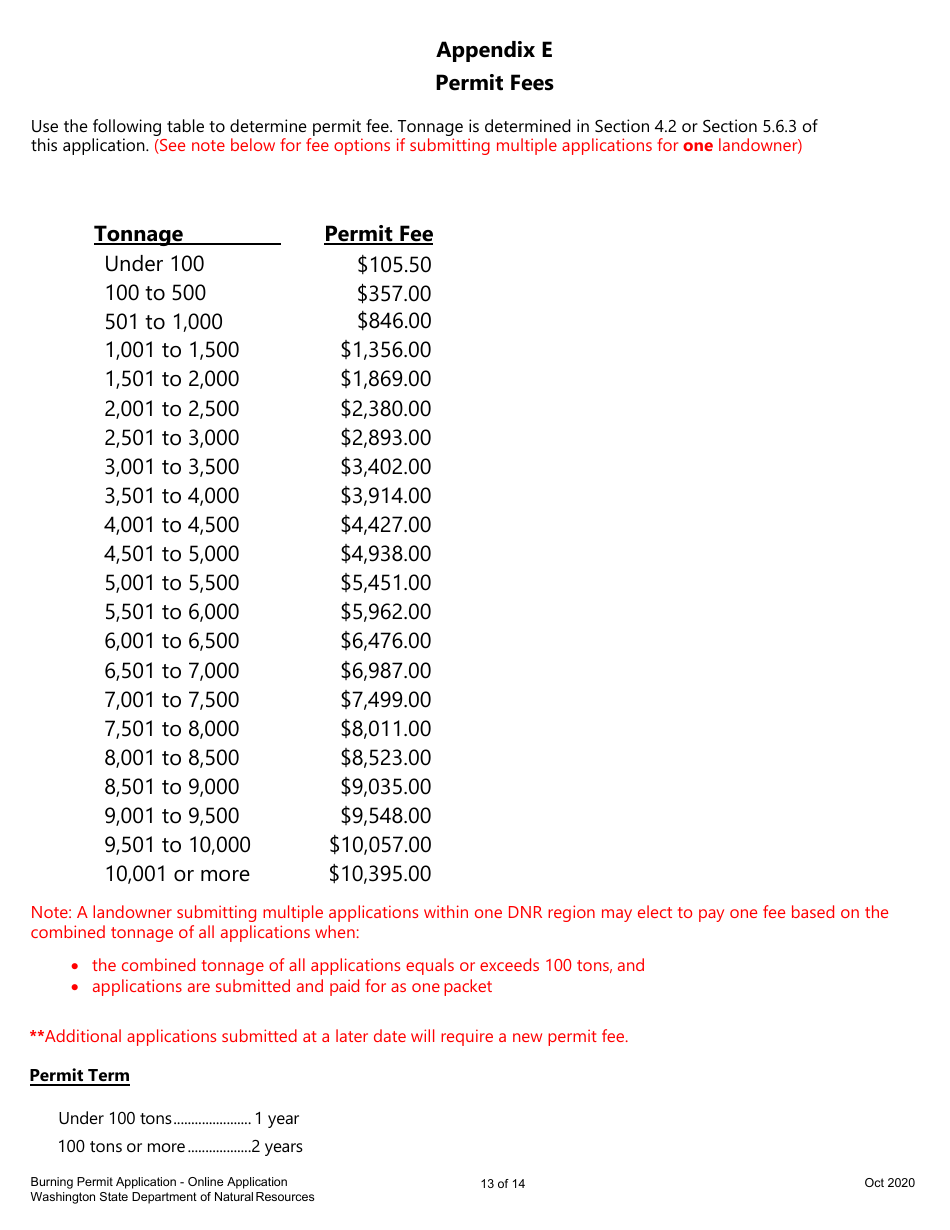 Burning Permit Application Form - Washington, Page 13