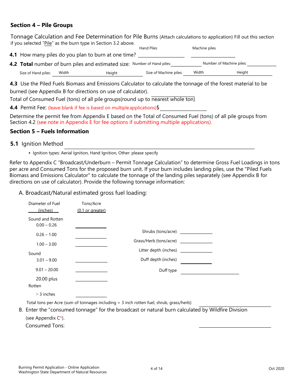 Burning Permit Application Form - Washington, Page 4
