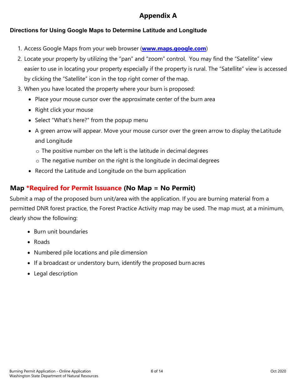Burning Permit Application Form - Washington, Page 6