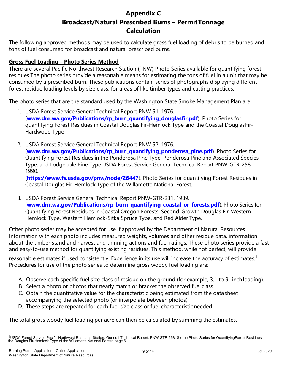 Burning Permit Application Form - Washington, Page 9