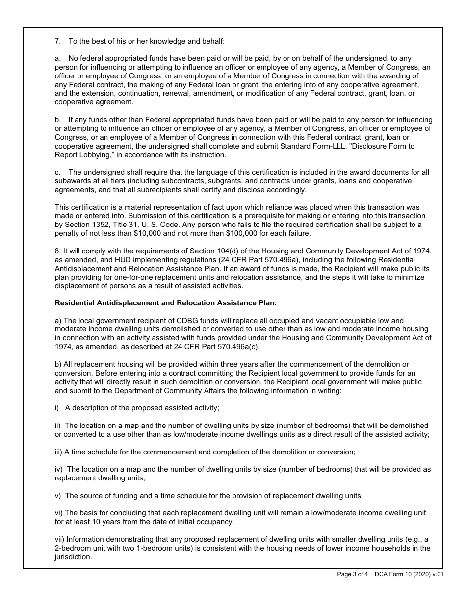 DCA Form 10 Cdbg Innovative Grant Program Certified Assurances - Georgia (United States), Page 3