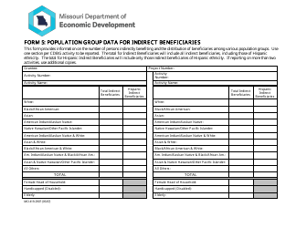 Document preview: Form 5 (MO419-2907) Population Group Data for Indirect Beneficiaries - Missouri