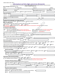 Document preview: Form LDSS-5143B Additional Child Information (Application) - New York (Italian)