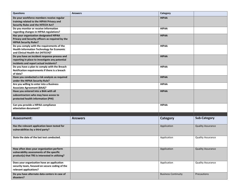 Third-Party Assessment Form - Texas, Page 3
