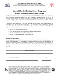 Accessibility Certification Form - Washington, D.C.