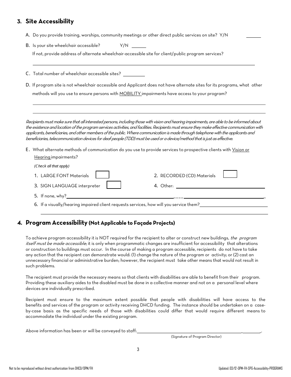 Accessibility Certification Form - Washington, D.C., Page 3