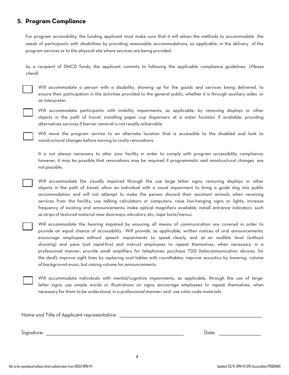 Accessibility Certification Form - Washington, D.C., Page 4