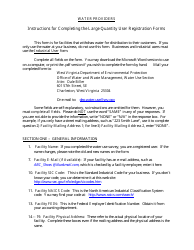 Document preview: Instructions for Large Quantity User Registration Form - Water Providers - West Virginia