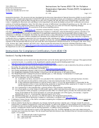 Instructions for Form 4530-178 Air Pollution Registration Operation Permit (Rop) Annual Compliance Certification - Wisconsin