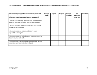 Trauma-Informed Care Organizational Self- Assessment for Consumer-Run Recovery Organizations - Washington, Page 10