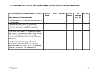 Trauma-Informed Care Organizational Self- Assessment for Consumer-Run Recovery Organizations - Washington, Page 11