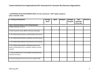 Trauma-Informed Care Organizational Self- Assessment for Consumer-Run Recovery Organizations - Washington, Page 3