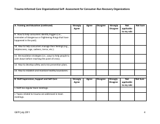 Trauma-Informed Care Organizational Self- Assessment for Consumer-Run Recovery Organizations - Washington, Page 4
