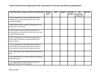 Trauma-Informed Care Organizational Self- Assessment for Consumer-Run Recovery Organizations - Washington, Page 5