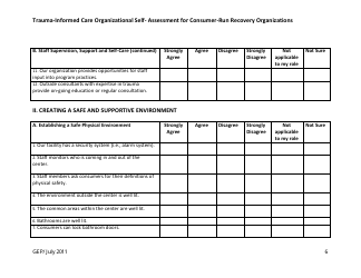 Trauma-Informed Care Organizational Self- Assessment for Consumer-Run Recovery Organizations - Washington, Page 6