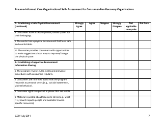 Trauma-Informed Care Organizational Self- Assessment for Consumer-Run Recovery Organizations - Washington, Page 7
