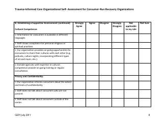 Trauma-Informed Care Organizational Self- Assessment for Consumer-Run Recovery Organizations - Washington, Page 8