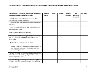 Trauma-Informed Care Organizational Self- Assessment for Consumer-Run Recovery Organizations - Washington, Page 9