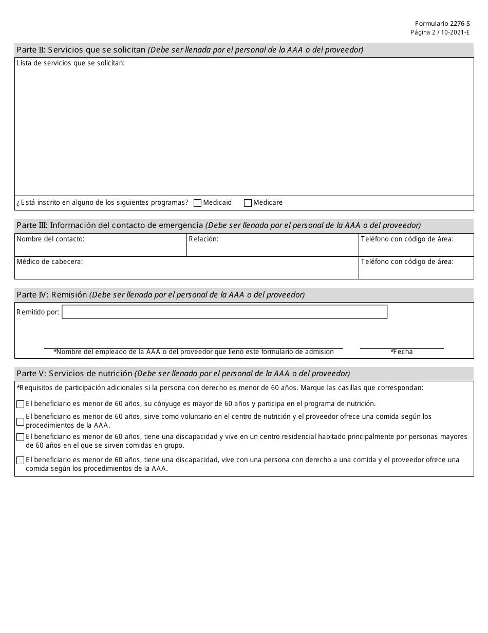 Formulario 2776-S Formulario De Admision - Texas (Spanish), Page 2
