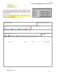 Document preview: DOT Form APP28.95 Title VI Complaint Form - Washington (Tagalog)