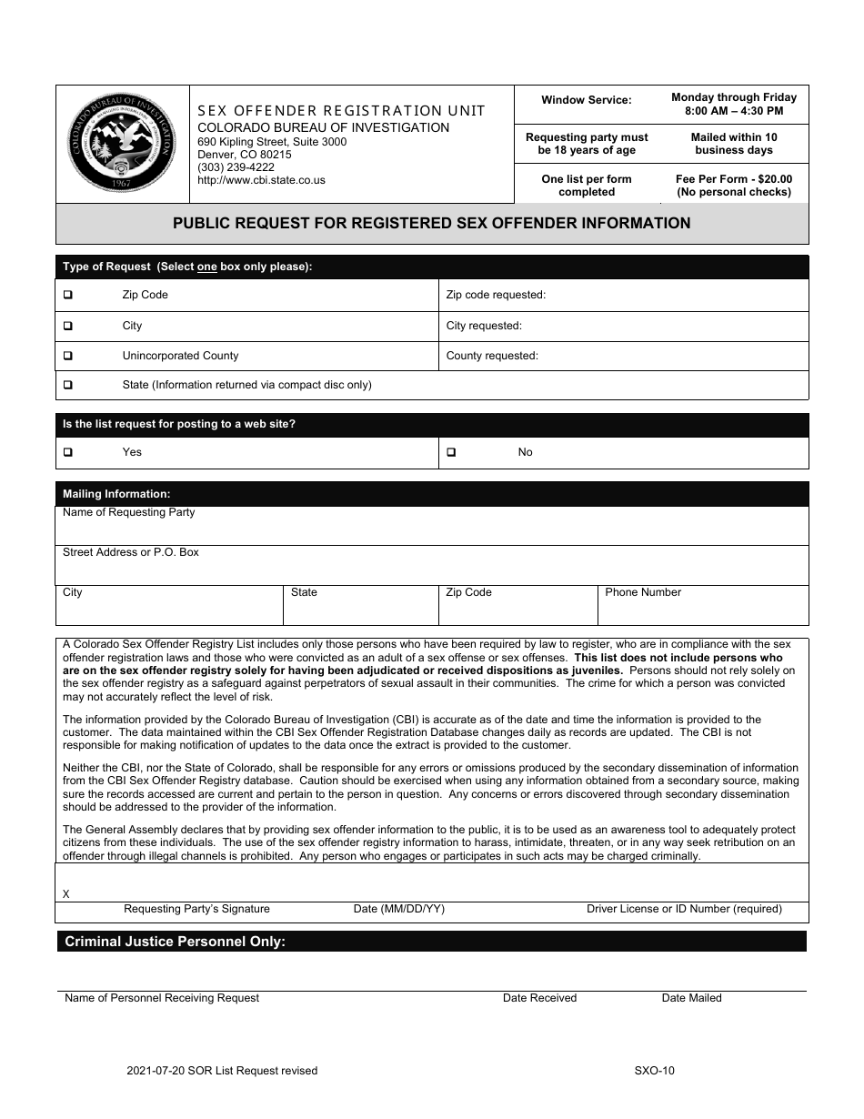 Form Sxo 10 Fill Out Sign Online And Download Printable Pdf Colorado Templateroller 5904
