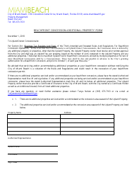 Document preview: Beachfront Concession Additional Property Form - City of Miami Beach, Florida