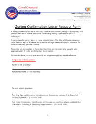 Document preview: Zoning Confirmation Letter Request Form - City of Cleveland, Ohio