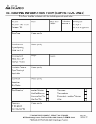 Document preview: Re-roofing Information Form (Commercial Only) - City of Orlando, Florida