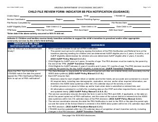 Form GCI-1138A Child File Review Form: Indicator 8b Pea Notification (Guidance) - Arizona