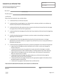 Form PFA709 Consent to an Informal Trial - British Columbia, Canada, Page 4