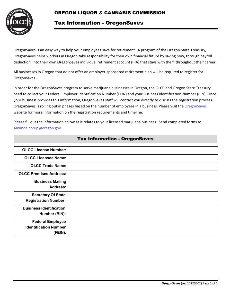 Tax Information - Oregonsaves - Oregon, Page 1