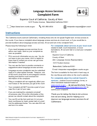 Language Access Services Complaint Form - County of Kern, California