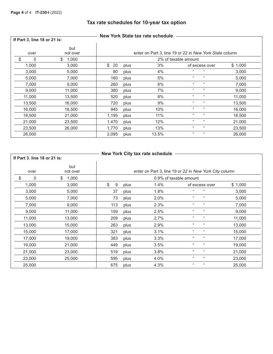 Instructions for Form IT-230 Separate Tax on Lump-Sum Distributions - New York, Page 4