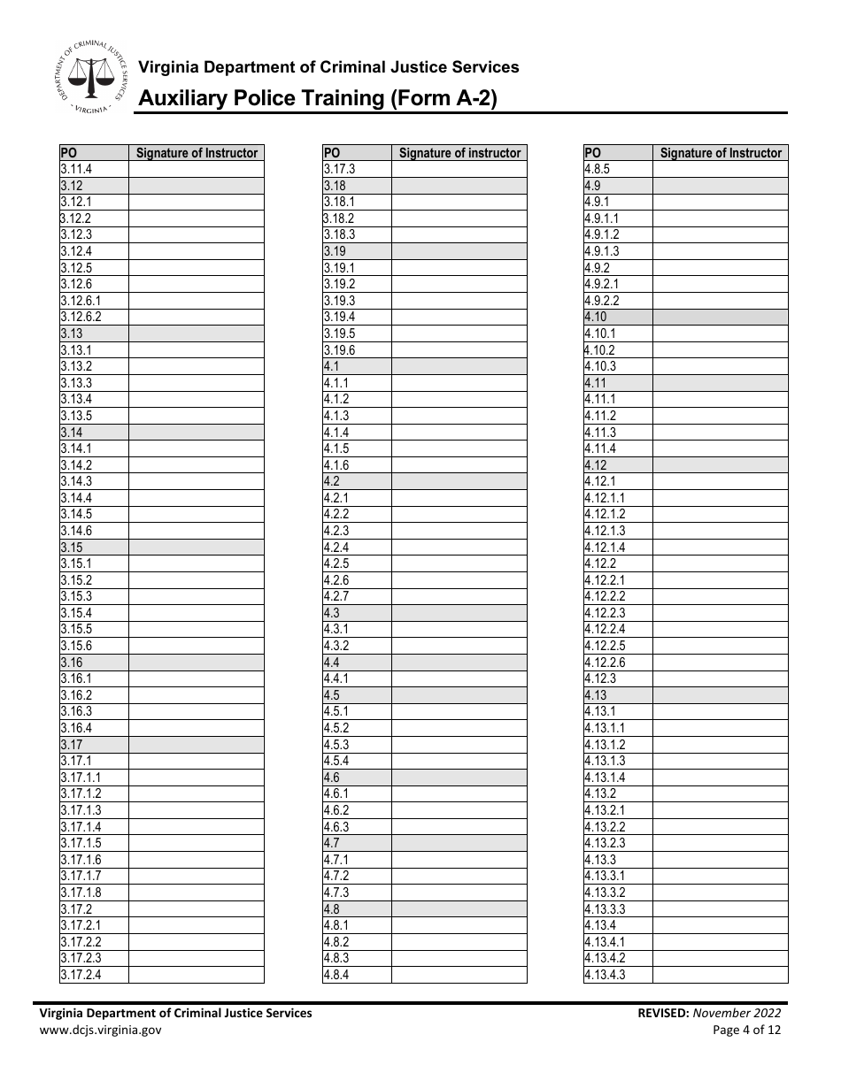 Form A-2 Auxiliary Police Training - Virginia, Page 4