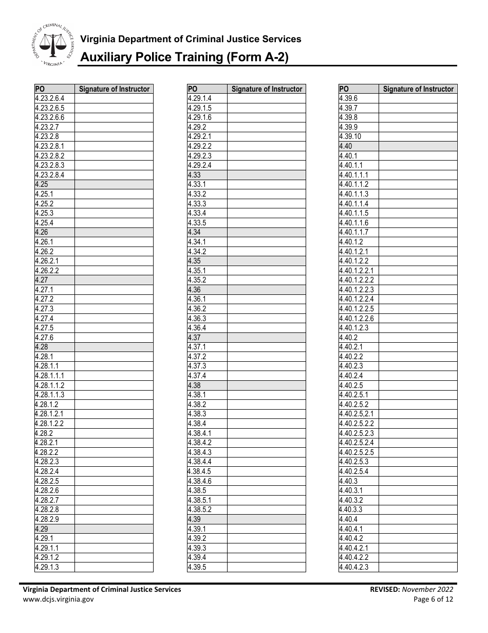 Form A-2 Auxiliary Police Training - Virginia, Page 6