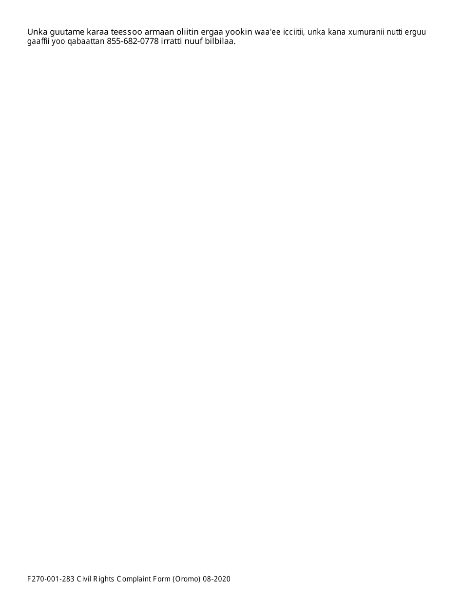 Form F270-001-283 Discrimination Complaint - Washington (Oromo), Page 3