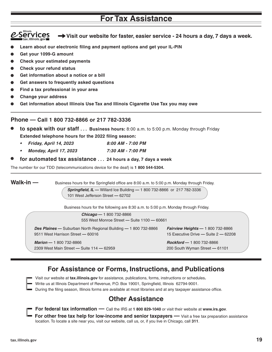 Instructions for Form IL-1040 Individual Income Tax Return - Illinois, Page 19