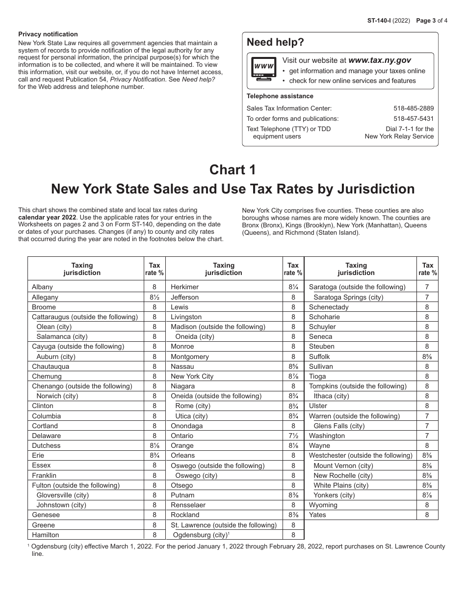 Instructions for Form ST-140 Individual Purchasers Annual Report of Sales and Use Tax - Illinois, Page 3