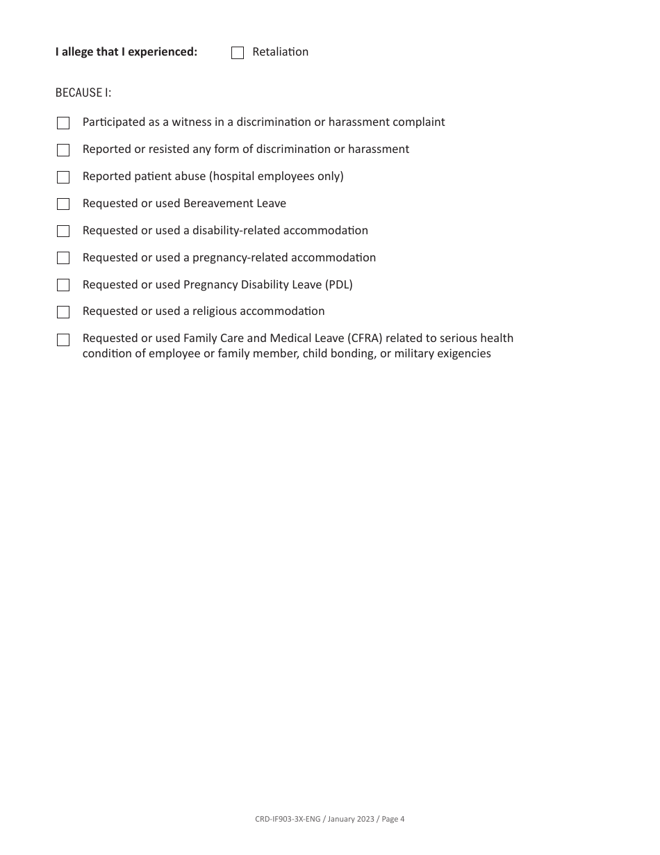 Form CRD-IF903-3X-ENG Intake Form - Employment - California, Page 4