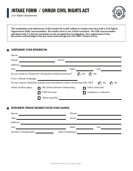 Form CRD-IF903-12X-ENG Intake Form - Unruh Civil Rights Act - California