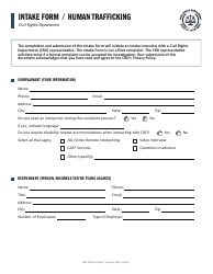 Document preview: Form CRD-IF903-5X-ENG Intake Form - Human Trafficking - California