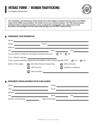 Form CRD-IF903-5X-ENG Intake Form - Human Trafficking - California