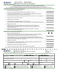 Document preview: Form 41ES (EFO00026) Estimated Tax Payment/Extension of Time Payment Business Income Tax - Idaho, 2022