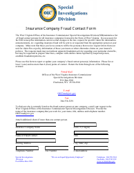 Document preview: Insurance Company Fraud Contact Form - West Virginia