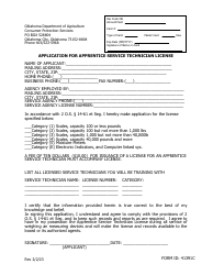 Document preview: Form 41391C Application for Apprentice Service Technician License - Oklahoma