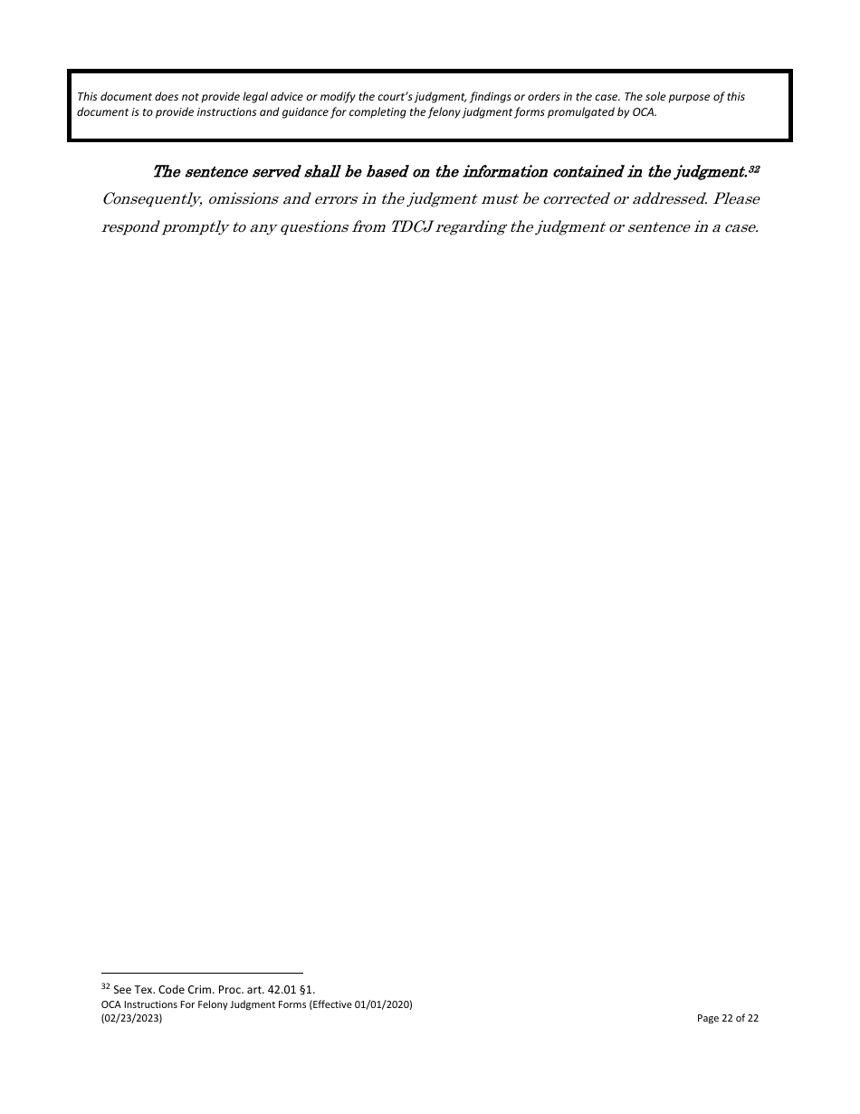 Instructions for Felony Judgment Forms - Texas, Page 22