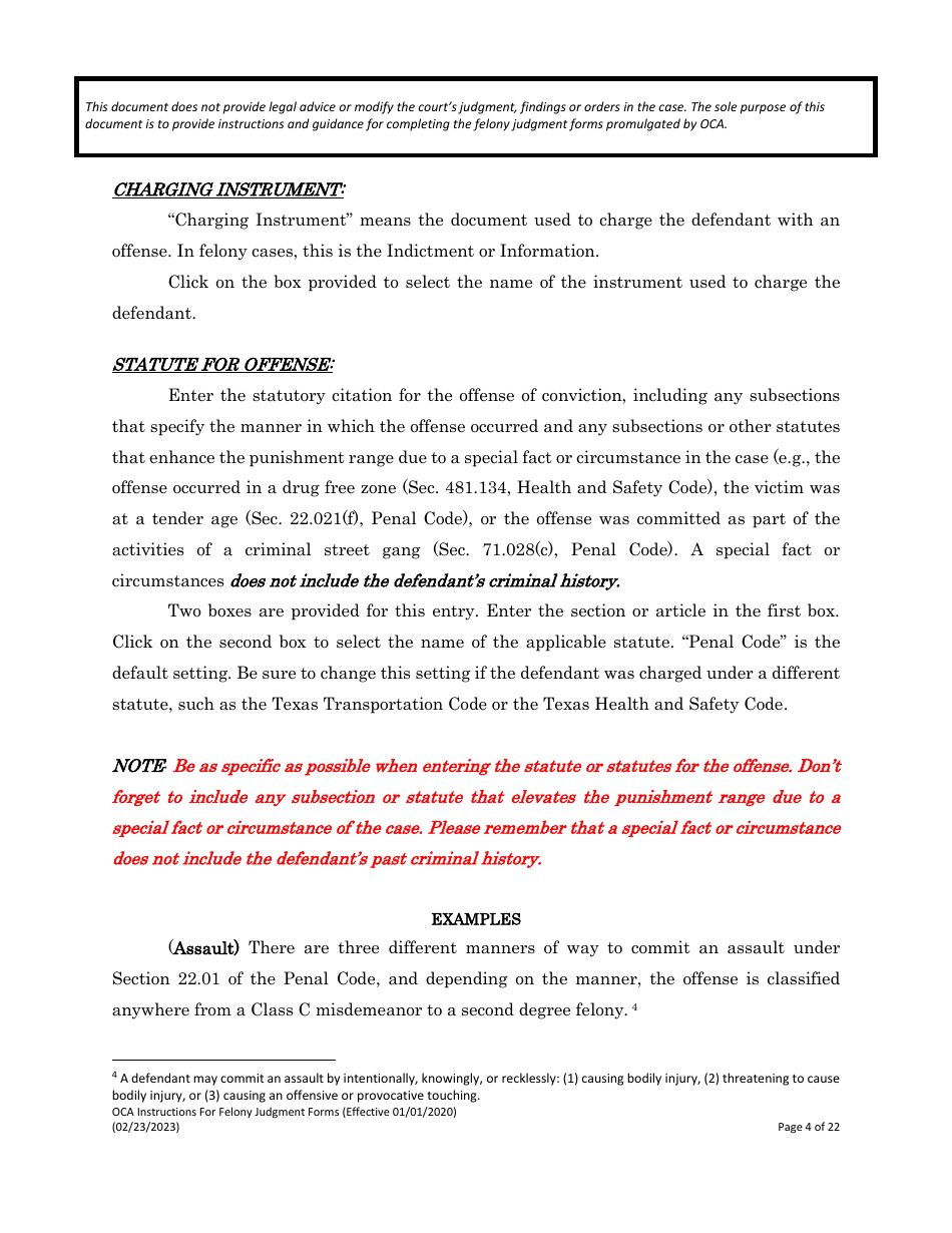 Texas instructions for felony judgment forms fill out sign online