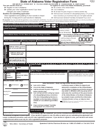 Document preview: Form NVRA-2 State of Alabama Voter Registration Form - Alabama